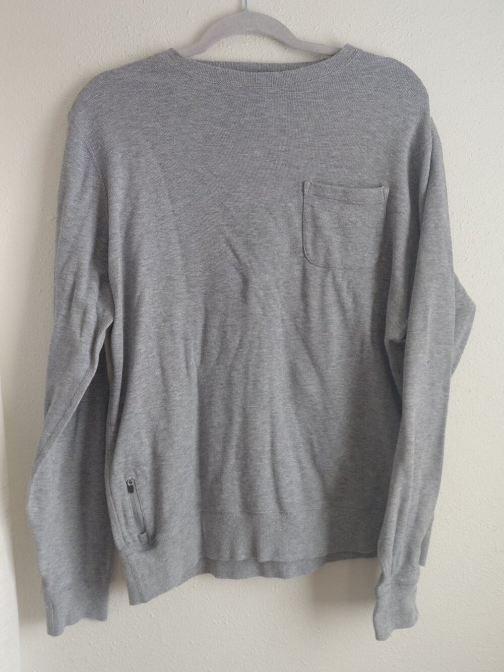 Vuori Mens Jeffrey Pullover Gray Fleece Pocket Sweater Top